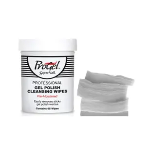 SuperNail ProGel Professional Nail Polish Cleansing Wipes - 65-Count Manicure Cleanser for Nail Care with Mirror-Finish Results