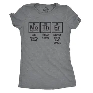 Womens Mother Periodic Table T shirt Funny Novelty Graphic Mothers Day Tee Nerdy Funny Womens T Shirts Cute Vintage Fashion Casual Ladies T-Shirt Gift Mother's Day Tops for Women Funny Science Top Women's Dark Grey