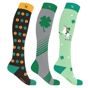 Extreme Fit Knee-High Support Socks with The St. Patrick’s Day Prints (3-Pairs) - Moisture-Wicking & Comfort Fit Breathable Comfortable Fabric
