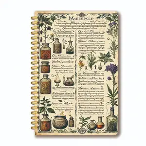 1 Book | Vintage Plants and Essential Oils Notebook - Spiral-bound diary, with 50 lined pages (5.5 x 8.3 inches), suitable for herbal notes, personal diaries, office tasks and education | A charming gift for nature lovers and writers