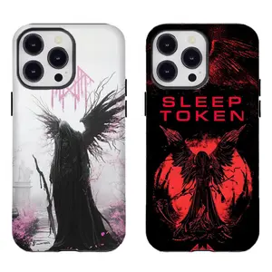 Sleep T0ken Grim Reaper Phone Case Gothic Dark Fantasy & Red Moon Compatible for iPhone 17 16 15 14 13 12 11 and for Samsung S21-S25 Ideal Romantic Gift for Boyfriend/Girlfriend