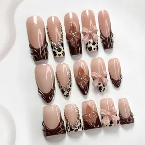 Live | CuraTique | Leopard Bloom 10PCS Handmade Press On Nails REUSABLE 3D Gel Spring 2026 / Light Luxury、Lovely、Gorgeous