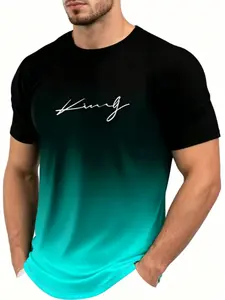 Gradient King Signature Long Sleeve, Stylish Summer Streetwear, High-Visibility Trendy Men's Top, Unique Design Fashion Item