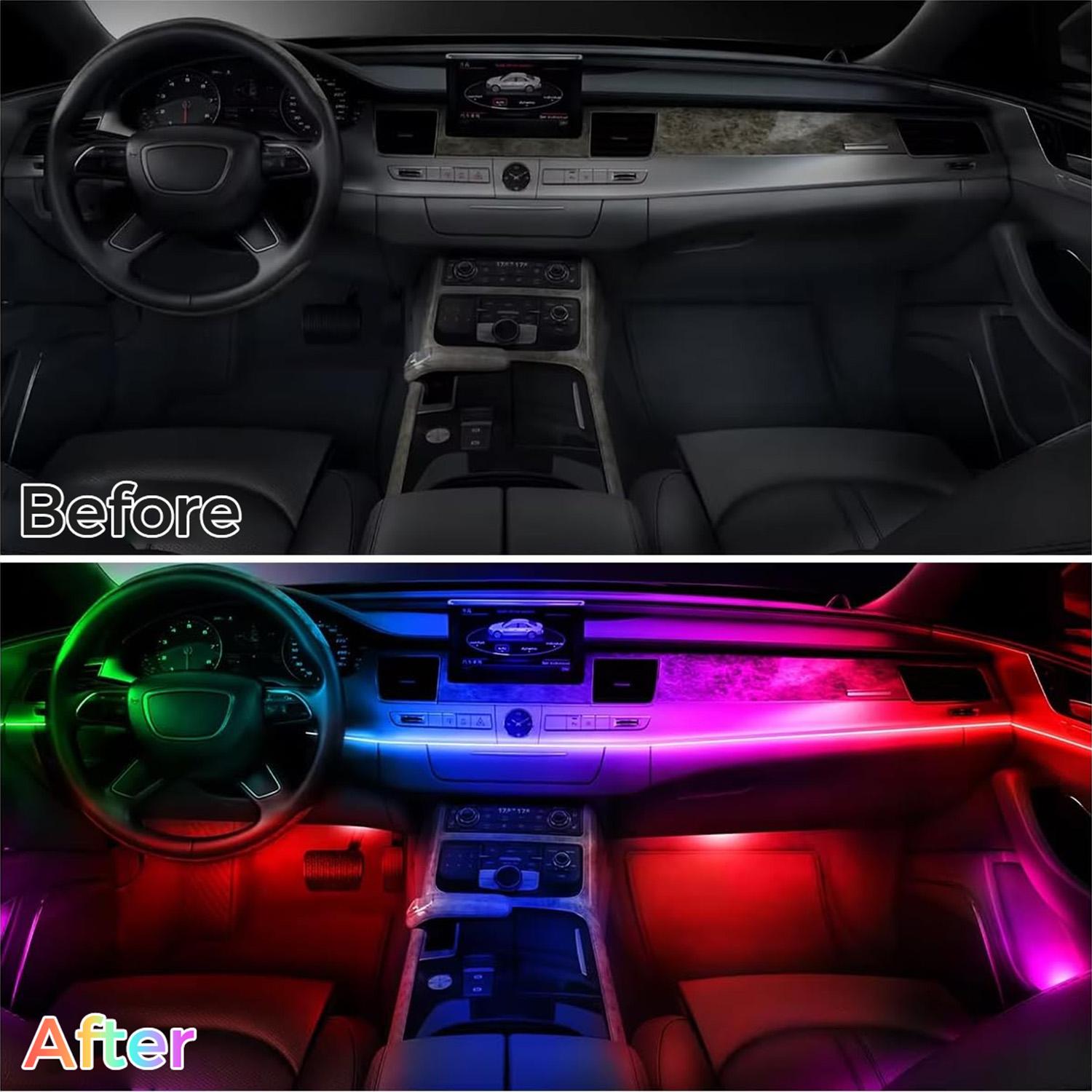 Car RGB LED Strip Lights – APP Control Music Sync Interior Lights with Remote, Various Colors DIY Ambient Lighting for Cars Trucks SUV Car RGB LED Strip Lights – APP Control Music Sync Interior Lights with Remote, Various Colors DIY Ambient Lighting for Cars Trucks SUV