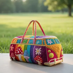 Trendy Boho Quilted Travel Bag 18x9x9 Inch Hippie Style Weekender Bag Lightweight Comfortable for Men Women Gym Workout Fitness Equipment Adjustable Sports Duffels