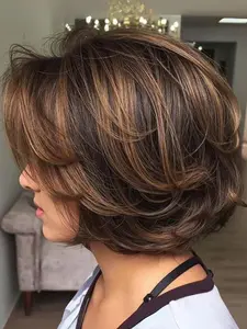 12 Inch Short Wig with Bangs, Gorgeous Fluffy Wigs for Women, Synthetic Full Machine Wigs for Party, Daily Use