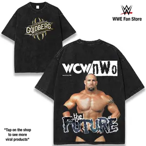 Retro GOLDBERG WWE Washed T-Shirt | Vintage Graphic Design | Iconic Wrestling Print | Classic Fan Apparel Cotton Fabric
