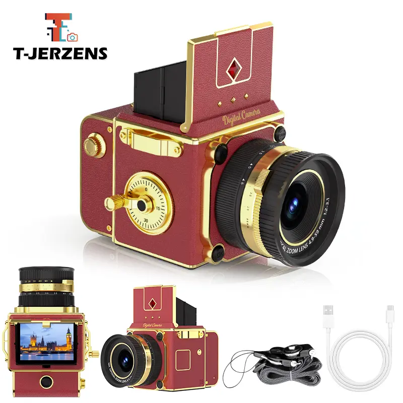 T-JERZENS Retro Portable Vintage Point & Shoot Vlogging Camera with Digital Zoom, Memory & Micro SD Support, AVI Format, Compact Travel Gift for Teens summerwins