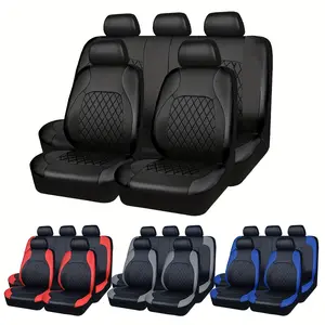 YASEENLIN Universal Faux Leather Car Seat Covers 5-seat Full Set Front & Rear Bench Scratch Proof Polyester Material for SUVs Trucks Jeeps BMWs Car Interior Kit Accessory Breathable Fabric
