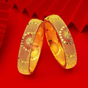 24K Elegant Gold Plated Open Bangle Bracelet Set,Classic Vintage Style,Jewellery Accessories,Perfect for Daily Wear,Special Occasions,All Season Fashion Jewelry bracelet stack charm bracelet,valentines gifts for gf