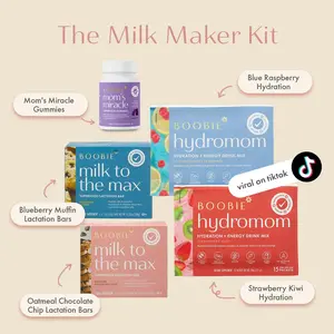 Boobie* Superfoods - The Milk Maker Kit - Maternity Supplements to Support Lactation, Breast Feeding, Electrolytes, Lactation Bars & Superfood Gummies