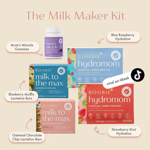 Boobie* Superfoods - The Milk Maker Kit - Maternity Supplements to Support Lactation, Breast Feeding, Electrolytes, Lactation Bars & Superfood Gummies