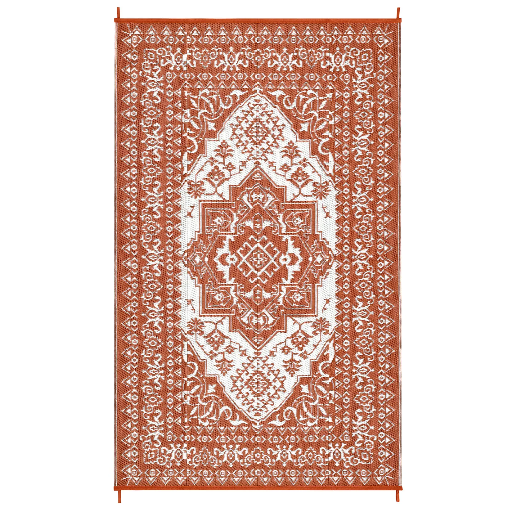10x20 ft Actual Size Red White PVC Plastic Outdoor Rug - Stake-Secure, Portable Rectangular Home Decor for Patios/Beaches, RV Camping
