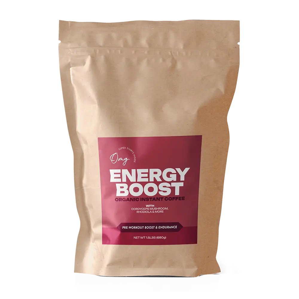 Organic Energy Boost Instant Coffee -  Bulk 1.5lbs Cordyceps & Rhodiola Rosea Blend Powder Beverage for Pre Workout Boost & Endurance