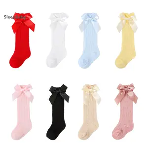Baby Girl Knee High Socks Soft Long Socks Thin Mesh Stockings With Bow For Infants Over-the-knee Sock All-season Comfort Baby Knee Pads