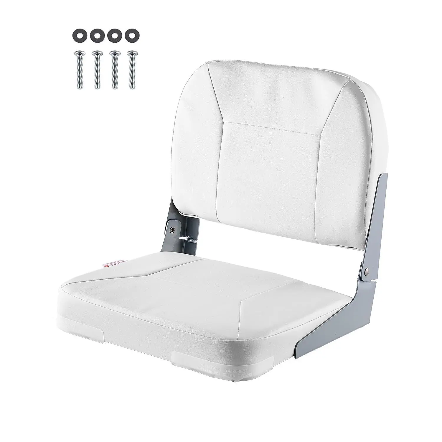 【Summerfinds】VEVOR Boat Seat, Low Backrest, Folding Fishing Boat Seat with Thickened Sponge Cushion & Waterproof PVC Leather, Aluminum Alloy Hinges, Flip Up Boat Seat for Fishing Boats, Yachts, Ships, White