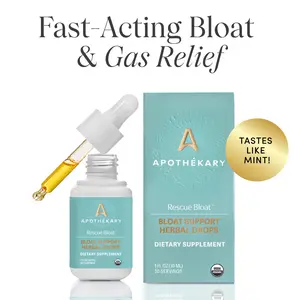 Apothékary Rescue Bloat - Bloating & Gas Relief Liquid Herbal Drops* | Alcohol-Free, Certified Organic, Certified Gluten-Free, PETA Certified Vegan & Cruelty-Free, Third Party Tested, Plant-Based, No Artificial Additives, Natural Supplement Digestive Aid