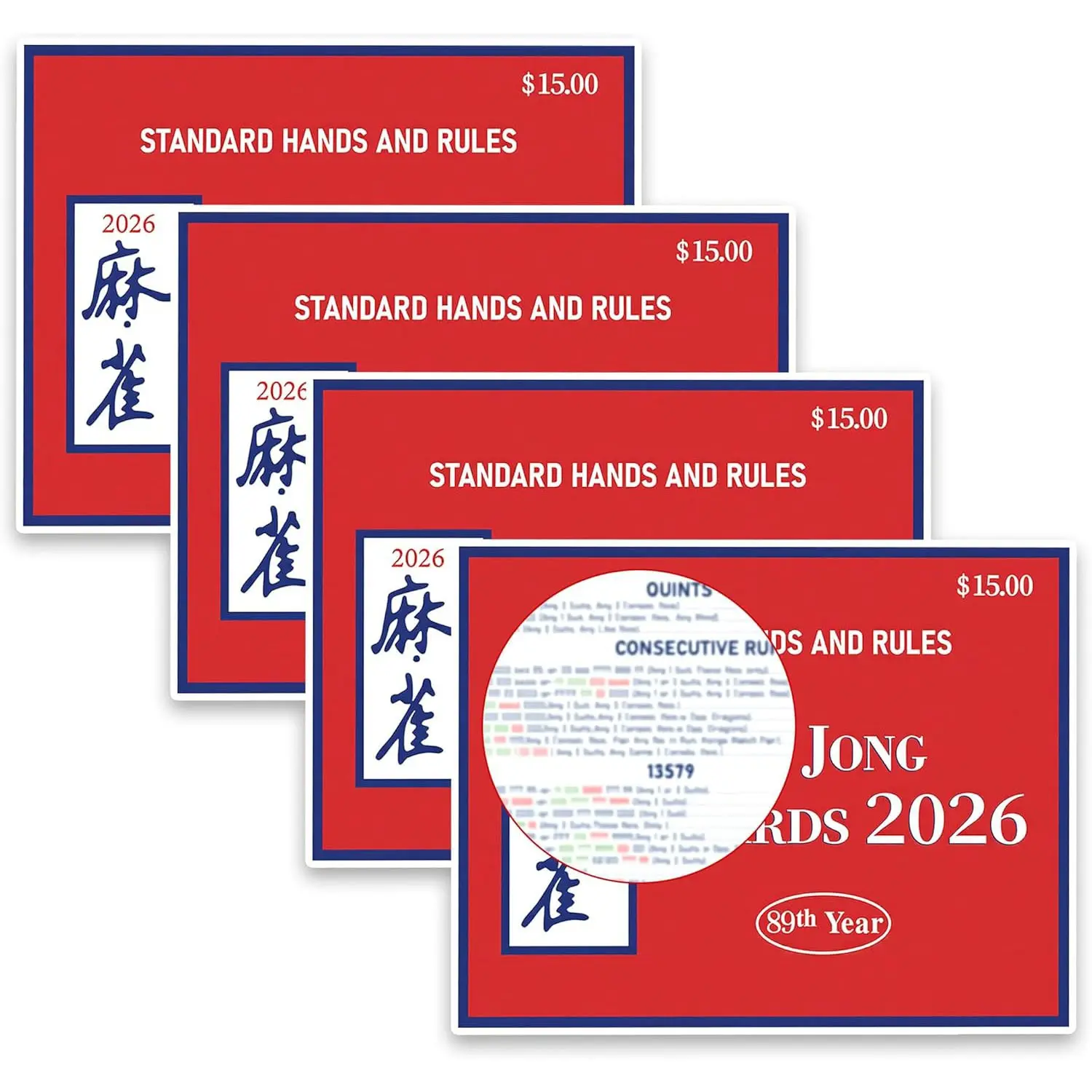 4PCS Mahjong Cards 2026, Card Set, 4Pcs Official Revision, Large Print American Mahjong Cards 2026, Clear Large Print, Easy-to-Read & Understanding for Mahjong Fans Playing Cards