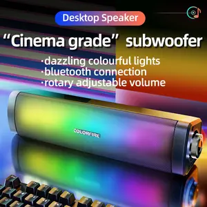 [Colorful] Wired Black RGB desktop speaker, bluetooth connection, dazzling colourful lights, rotary adjustable volume, USB plug and play, suitable for PC or laptop, Smartphones, music enjoyment subwoofer feeling stereo sound