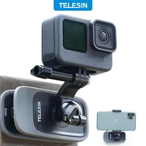 【TikTokShopFallDealsForYou】TELESIN Magnetic Pad Backpack Clip with Phone Holder, 360° Rotatable Base Easy Mount for GoPro 13/12/11/10/9/8/7, Insta360 X3 GO3 Ace Pro, DJI Action 5 Pro/4/3, Osmo Pocket 3