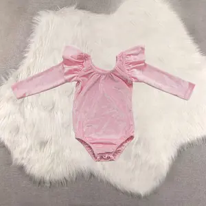 New Clothes Pink Velvet Long Sleeve Romper Baby Girls Leotard Soft Comfortable Infant Outfit