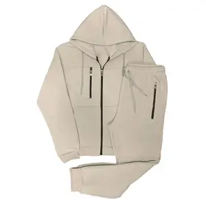 Custom Men's 2 Piece Hoodie & Joggers Sweatsuit Set Cotton Polyester Full Zipper