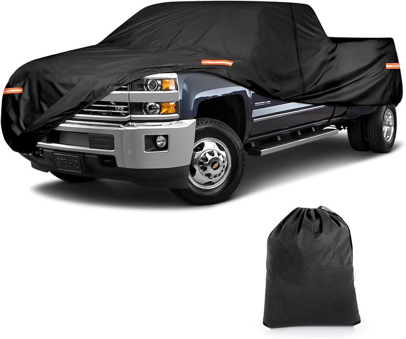 Truck Cover Waterproof All Weather, 10 Layers Outdoor Full Exterior Cover with Rain Sun UV Snowproof Protection with Zipper Cotton, Universal Fits Up to 210 Inch for Automobiles