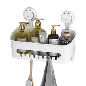 Shower Caddy Suction Cup Shower Shelf Suction Shower Basket Removable Powerful Shower Organizer Max Hold 22lbs Suction Bathroom Caddy Waterproof Shower Storage - White