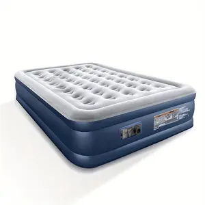 [Queen Size |   Inflatable Bed] TXZ Outdoor 18" Queen Size Inflatable Mattress |   Plush Velvety Top & Non-Slip Bottom & Durable PVC Material |   Built-In Air Pump, Deep Pocket Design for Stability on Smooth Floors and Carpets, Ideal for Camping & Indoor