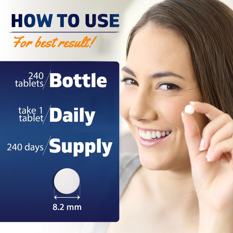 Vitamatic Lactase Enzyme 9000 FCC 240 Tablets - Lactose Intolerance Relief Caplets