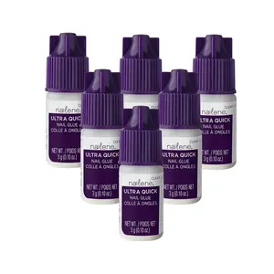 Nailene Ultra Quick Nail Glue Value Pack, Clear, Pointed Tip Precise Application, Super Fast Setting, Quick Drying, Maximum Strength, Strong Nail Glue for Press Ons and Nail Tips, 6 Piece