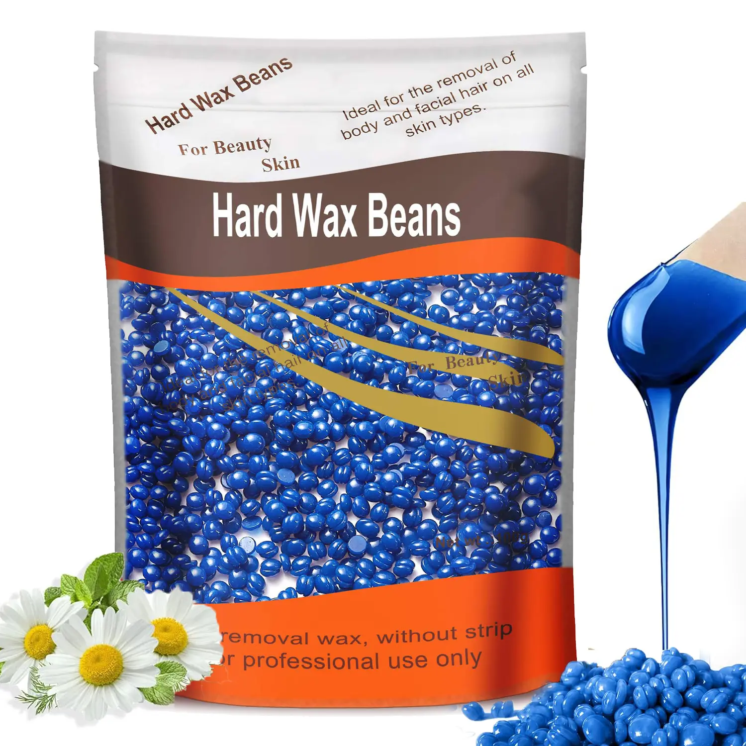 Hard Wax Beads, Gentle Sensitive Skin-Friendly Hard Wax Beads, Up to 2 lb Chamomile Scented Wax Beans for Coarse Home Waxing, Bikini & Body Hair Removal at Home for Woman Men