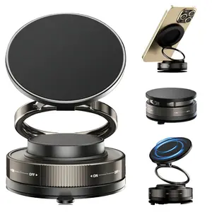 Vacuum Magnetic Car Phone Holder 360° Adjustable Foldable Portable Magnetic Phone Holder for Car for Car/Gym/Mirror/Smooth Surface Suction Cup Phone Mount Compatible，Strong Suction Cup Phone MountFoldable Portable Cell Phone Holders