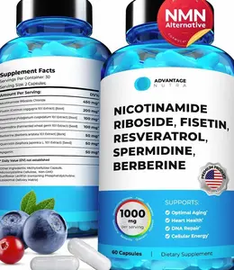 Liposomal Nicotinamide Riboside NR Supplement Resveratrol NAD : Nicotinamide 500mg w/Fisetin, Resveratrol Powder Spermidine Berberine NAD Resveratrol Supplement 500 mg - 60 caps 1 Pack