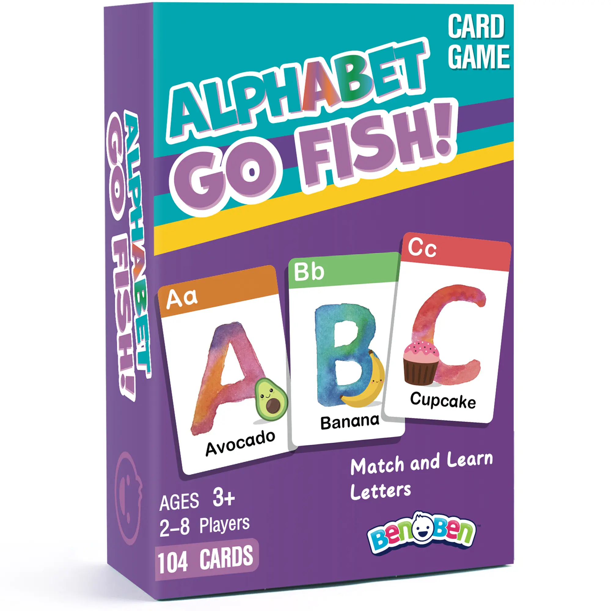 BenBen Alphabet Go Fish Card Game for Kids 3+,104 Cards, Oversized ABC ...