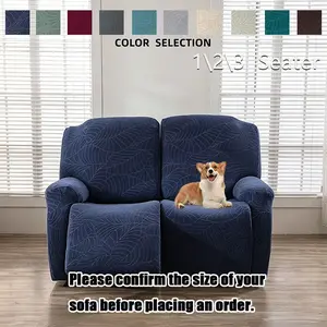 Multi-Size Electric Recliner Cover, Luxury Leaf Embroidery Full Couch Protector, Thick Breathable Fabric, Oil & Stain Resistant