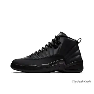 All-Black High-Top Winterized Basketball Shoes with Waterproof Upper, Plush Lining, and Carbon Fiber Plate Details