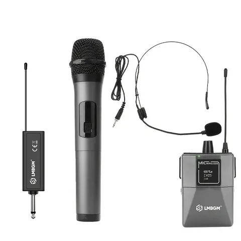 LMBGM [2 Mic] Wireless Handheld Microphone for Speaker PA Mixer, 2026 Pro Rechargeable Dual Mic for Home Karaoke & Summer Party, 6.35mm Jack Wireless Mics (NOT for Phone/PC)