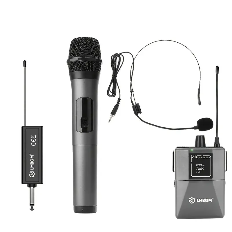 LMBGM [2 Mic] Wireless Handheld Microphone for Speaker PA Mixer, 2026 Pro Rechargeable Dual Mic for Home Karaoke & Summer Party, 6.35mm Jack Wireless Mics (NOT for Phone/PC)