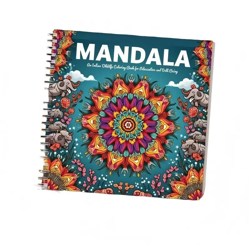 Mandala Stress Relief Coloring Book, 24 Pages Spiral Bound, Perfect Gift for Adults, Kids, Teens, Holidays, Parties, Friends, Family, Illustrated Activity Book