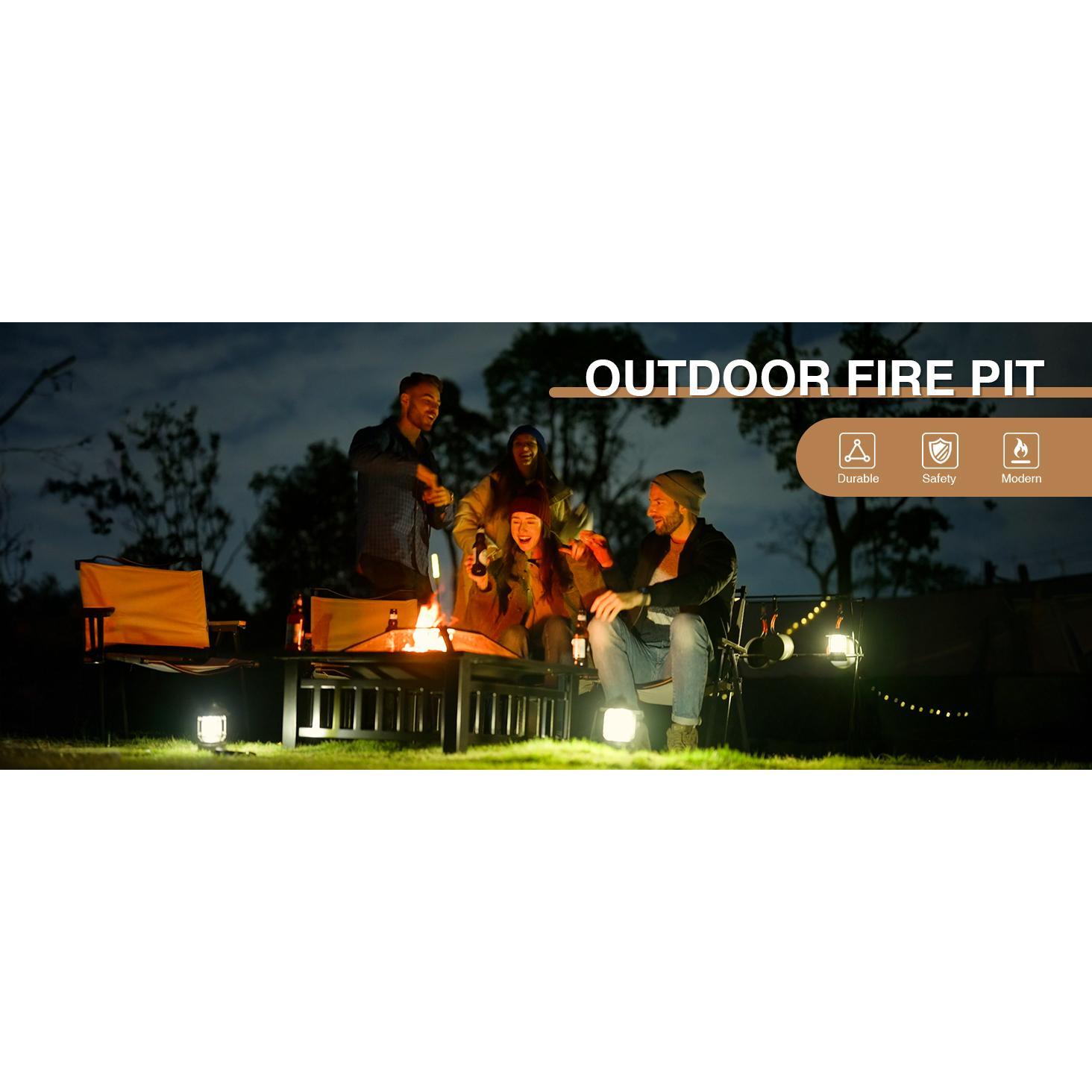 Devoko Outdoor Fire Pit, 32 Inch Firepit Table Metal Outdoor Fireplaces with Waterproof Cover for Outside Patio Camping (Silver)