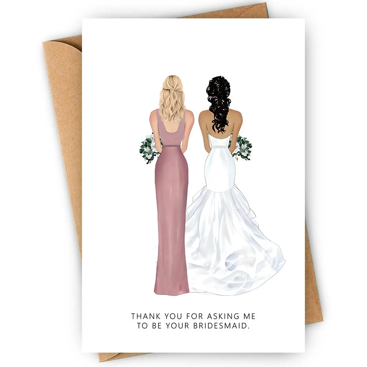 Bridesmaid Thank You Card, Wedding Thank You Card, 1/3/5 Counts Thank You Card, Customisable Bridesmaid Card, Wedding Gift