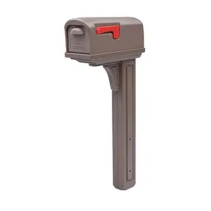 Classic Plastic Post-Mount Double Door Mailbox - Mocha, Impact Resistant, US Postmaster General Approved, Rear Access for Incoming Mail