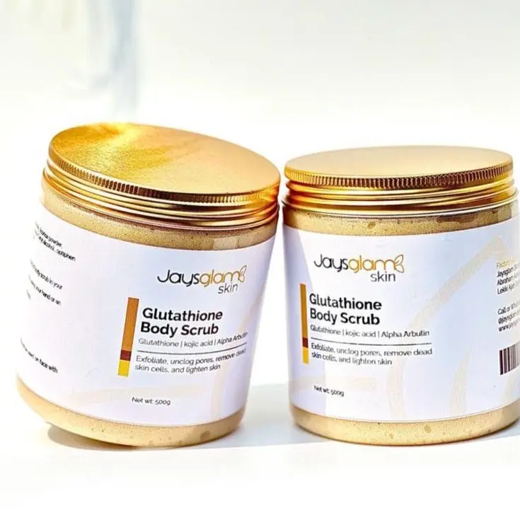 body scrub glutathione Glutathione Body Scrub with Kojic Acid, Grape Seed Oil, and Alpha Arbutin