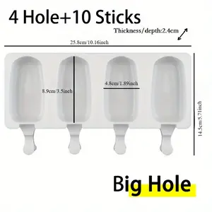 4/8 Hole Food Grade Silicone Ice Cream Mold Ice Pop Cube Popsicle Mold With Sticks Dessert DIY Magnum Cake Mold Ice Cream Maker