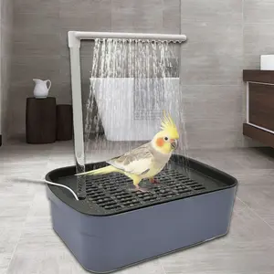 Automatic Parrot Rain Shower Bath, Waterfall Bird Fountain with Standing Grid, Electric Circulating Spa Tub for Conures, Cockatiels & Parakeets