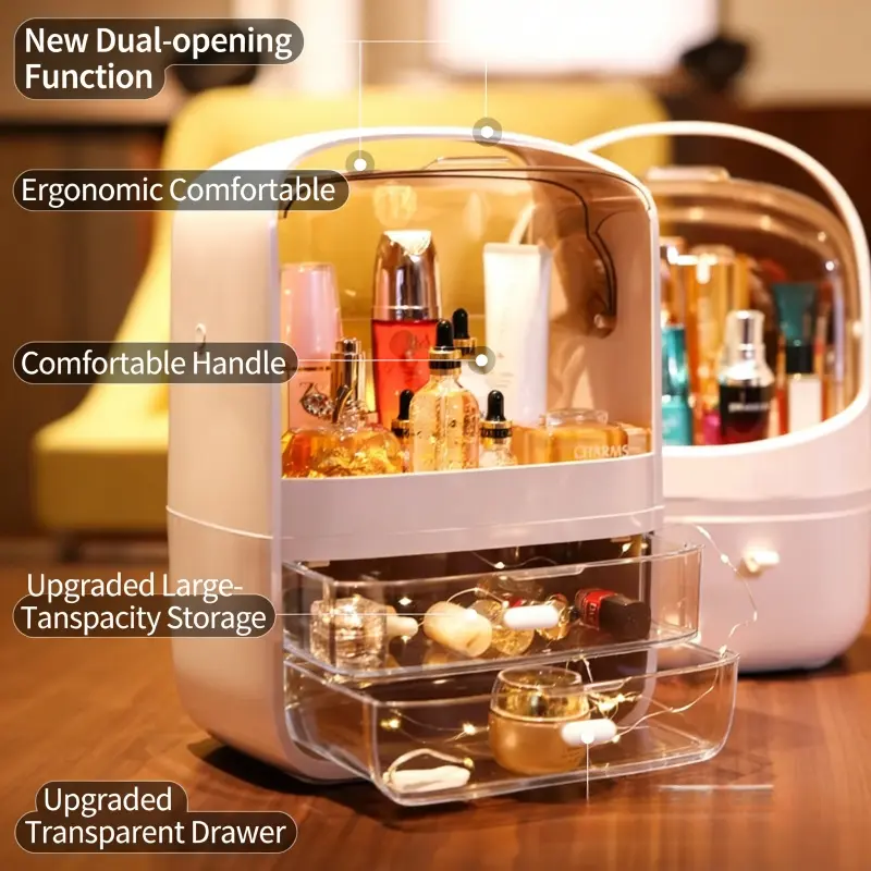 Simple Internet Celebrity Cosmetics Storage Box For Household Use, Large Capacity Desktop Dustproof Dressing Table, Lipstick And Skincare Product Storage Box