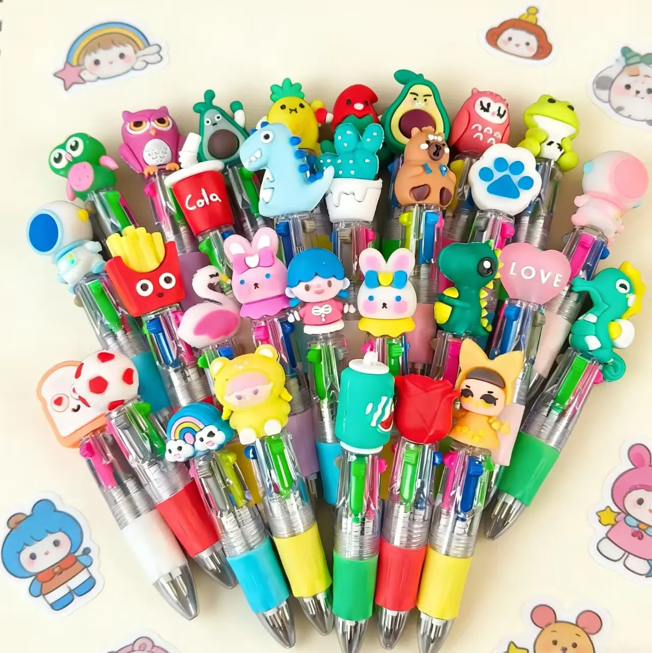 Random Mini Multicolor Pens 20 Pcs Cute Pens for Kids,Suitable for Kids Boys Girls, Fun Cartoon Pens, Aesthetic Pens, Ideal Party Gift, Teacher Supplies, Writing Stationery