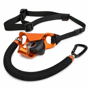 Adjustable Knee Ascender Rope Climbing Assist System, 90-100cm 5kN Aluminum Ascender with Foot Loop & Carabiner for SRT Tree Climbing, Arborist Rope Access