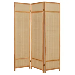 HomeRoots 415072 Natural Brown Bamboo Three Panel Room Divider Screen